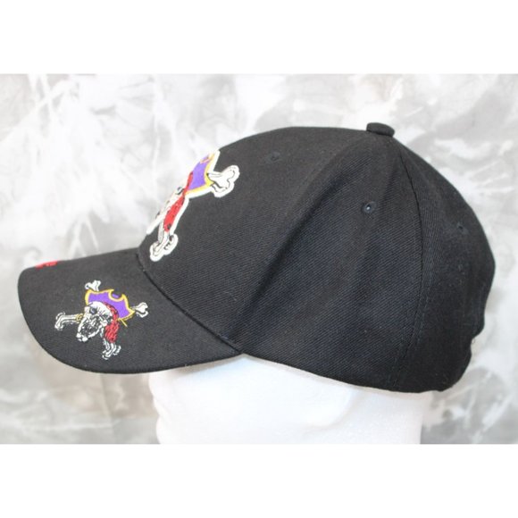 Urban Gear Embroidered Black Pirate Bad To The Bone Hat Strap Back Cap - Picture 7 of 7